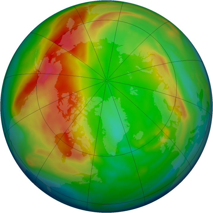 Arctic ozone map for 31 January 2008